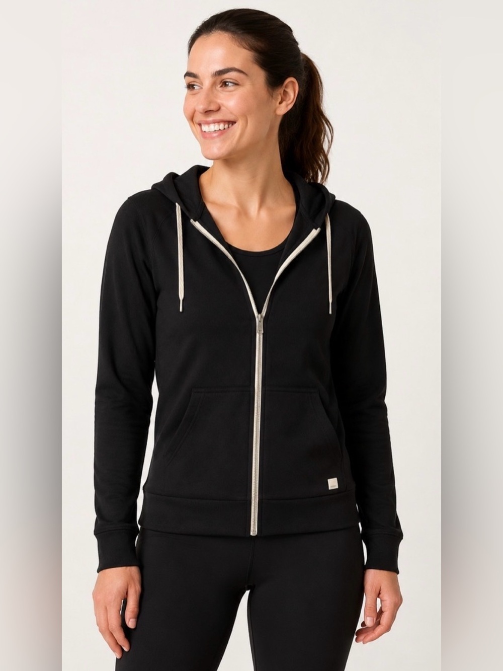 Vuori Halo Performance Full Zip Hoodie Jacket Sz M Black Soft Lounge